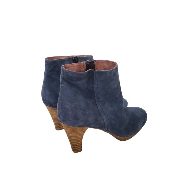 Manfield dark blue nubuck leather heeled ankle boots - Picture 5 of 12